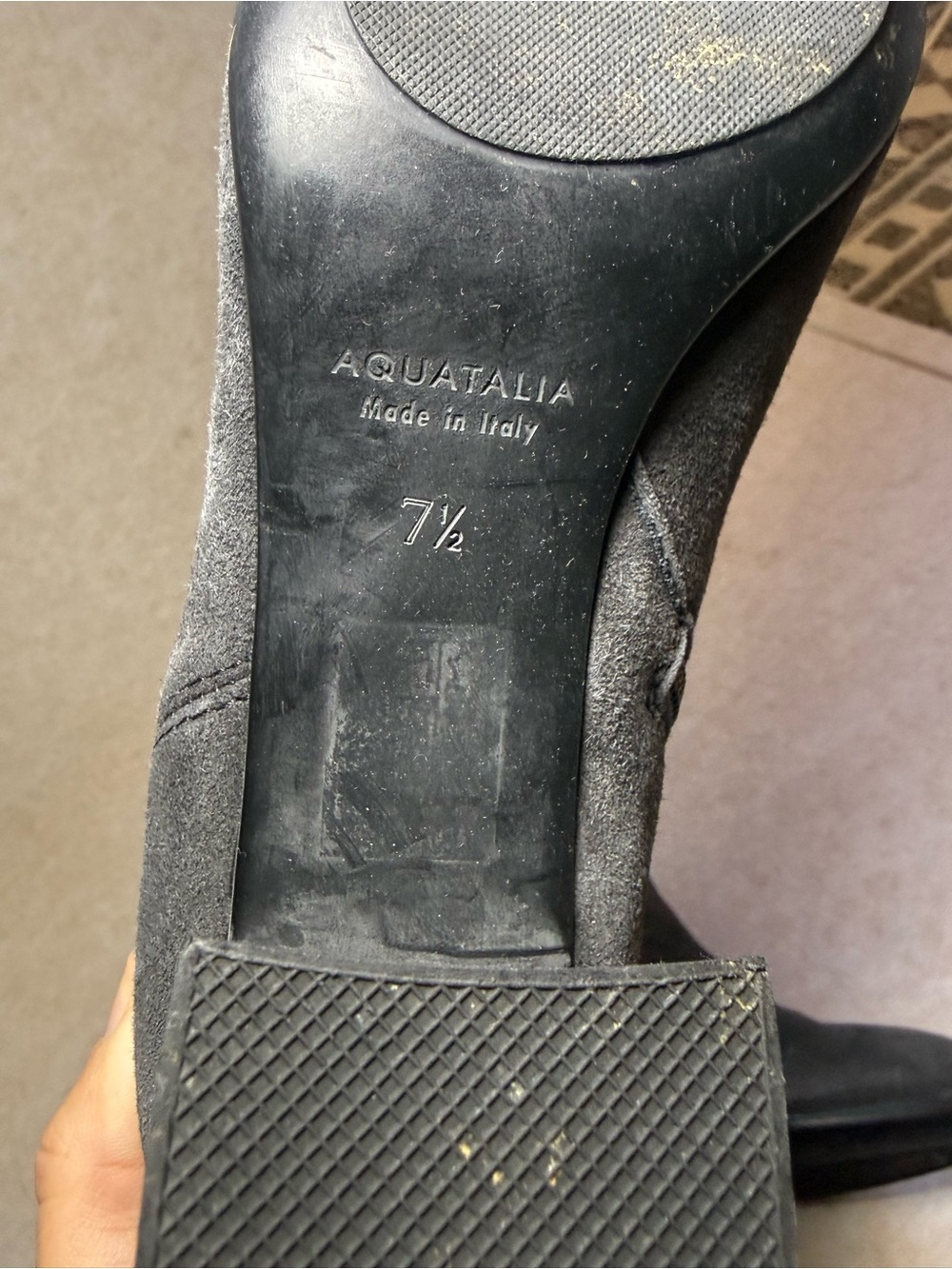 Aquatalia Delle Dress Weatherproof Suede Tall Gray Heel Boot Size 7 1/2 - Picture 6 of 8